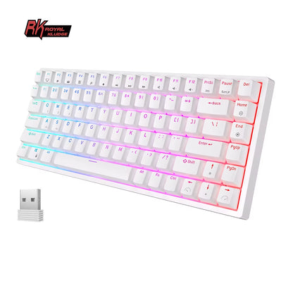 RK84 75% RGB Triple Mode Mechanical Keyboard BT5.0/2.4G/USB-C 84 Hot Swappable Bluetooth Wireless Gamer Keyboard