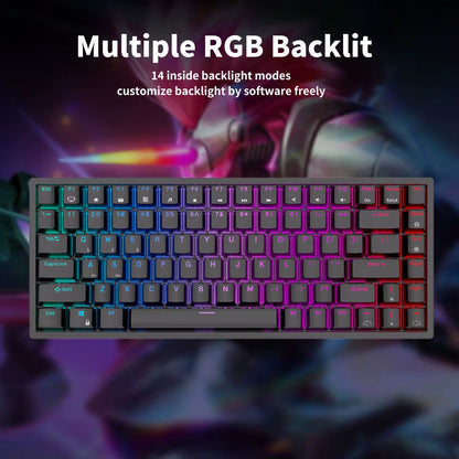 RK84 75% RGB Triple Mode Mechanical Keyboard BT5.0/2.4G/USB-C 84 Hot Swappable Bluetooth Wireless Gamer Keyboard